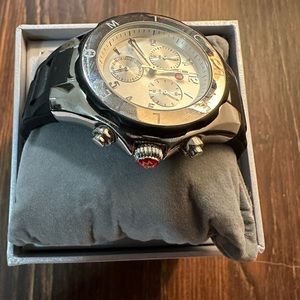 Michele Tahitian Jelly Bean Silver Dial black strap